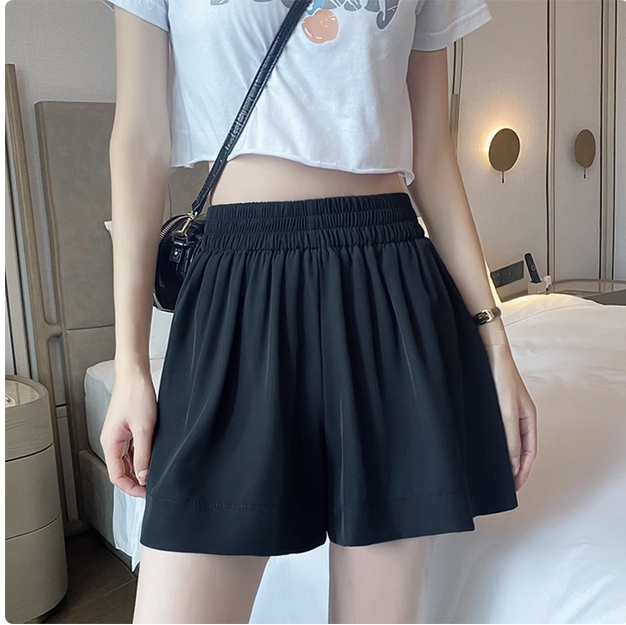 小个子冰丝短裤女士夏季薄款雪纺裤子2025新款夏天黑色西装五分裤